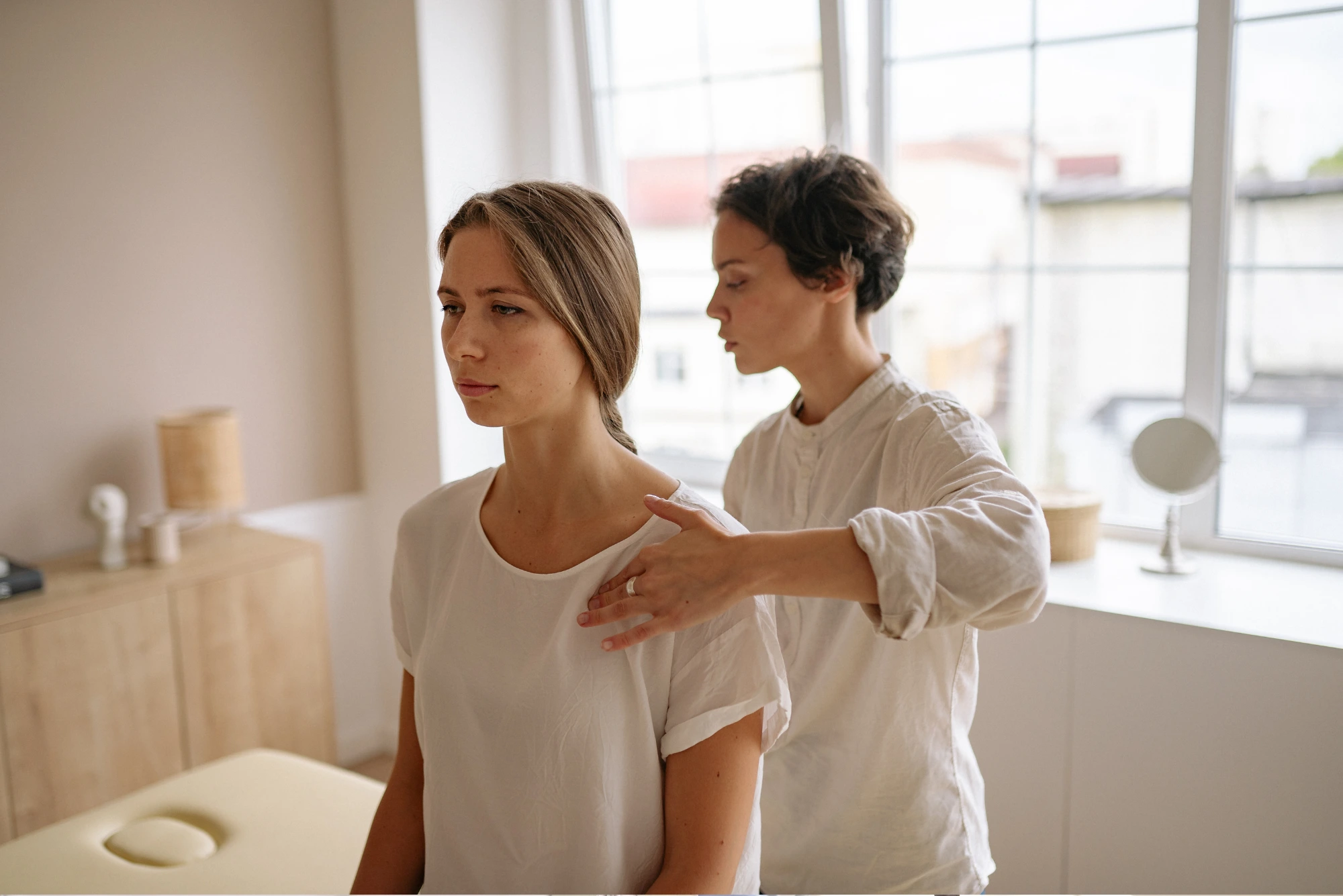 Clinician discussing care with a patient