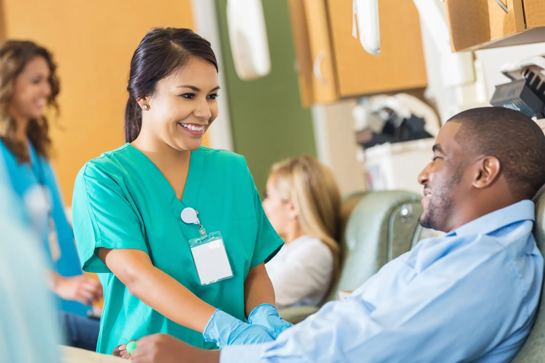 Family medicine professional caring for a patient