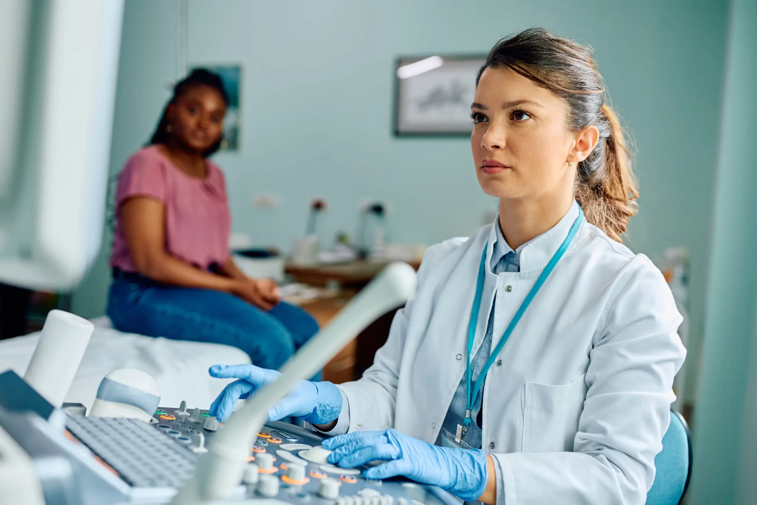 Clinician discussing care with a patient